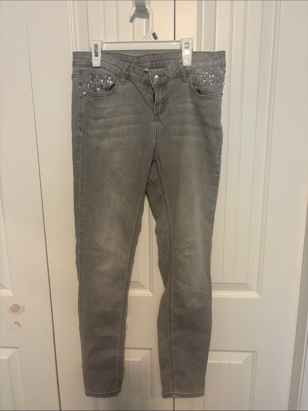 Candie's Gray Skinny Jeans with Studded Front Pockets